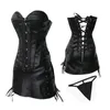 TAMAÑO PLUS Moda para mujer Clubwear Corset Dress Outfit Sexy PVC Leather Overbust Bustier Corselet y Side Lace-up Mini falda S-6XL Drop Ship