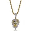 Mens 18k Gold Plated Cz Bling Lion Head Gold Pendant Necklace Micro Pave Cubic Zircon Pendant Fashion Smycken