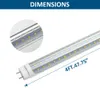 T8 4FT LED-rör 60W 28 WDUAL ROW V-formad LED-glödlampa, kyla vita, ersättningsfluorescerande lampor (150W ekvivalent), klart lock, ballast