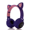 Auriculares estéreo Bluetooth Lindo gato Auriculares para los auriculares que parpadean auriculares que brillan intensamente Auriculares auriculares LED para las niñas de PC T191021
