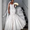 Luxury Beaded Mermaid Wedding Dresses Dubai Spaghetti Crystal Plus Size Wedding Vestidos De Noiva Sexy Back African Bridal Dress