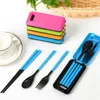 Creative Travel Bestick Set Foldbar Portable Spoon Fork Chopsticks Sets PP Bröllopsfest Bestick Tre-Piece Gifts DH0720