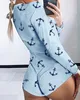 2020 여성 섹시한 여름 보트 앵커 인쇄 짧은 Jumpsuit 여성 낮은 컷 라운지 Romper Nightwear Homewear Playsuit 잠옷 세트