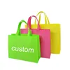 50pcs Shopping Bags with Handles Cloth Material Solid Color Folding Shopping Tote Custom Shopping Bag For Women