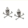 100Pcs / lots Pirate Skull Charms Pendants Alloy jewelry DIY Fit Bracelets Necklace Earrings Antique silver / bronze 21*24mm A-335