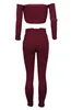 Summer Spring Women 2 Piece Set Tracksuits Red Pants Topps Jogger Set Suits Outfits Size SXL5487702