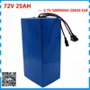 2000W 72V 25AH Scooter batterie 3000W 72V Lithium Électrique Vélo E vélo batterie 5000MAH 26650 Cellule 50A BMS