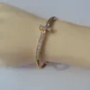 "XP" Senior design Bracciale in macramè con fiore croce e zirconi cubici in oro giallo massiccio 24 K fine GF CZ 60 # Donna Magnifico