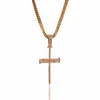 Hip Hop Gold Silver Iced Out Cross Pendant Necklace For Mens Jewelry With Stainless Steel Miami Cuban Link Or Chain Necklace250p