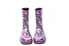 Hot Sale-Ladies Fashion Rubber Rain Boots Waterproof Women Hot sale 2016 Shoes Mid-Calf Shoes Skid Summer Best Selling Korean Purple Letter