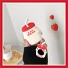 Leuke aardbei banana melk drinken 1/2/3 beschermhoes draadloze bluetooth headset case paar siliconen DHL gratis