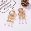 HouseLoalloy Tassels Dingle Earrings For Women Western Holiday Style Chandelier Earring Luxury Gold Wedding Engagement Jewelry Gratis frakt