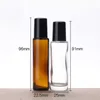 Top Selling Amber Clear 15ml Glass Roller Flessen voor essentiële oliën Vulbare rol op flessen met metalen rollerbal 600pcs / lot