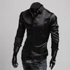 Men's Dress Shirts 2022 Luxury Silky Long Sleeve Fashion Loose Casual Silk Like Men Shirt Plus Size Wedding Party Stage Clothes