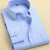 New Man Business Work Shirts Moda Manga Comprida Slim Fit Masculina Vestido Listrado 3XL Alta Qualidade Sólido Vestuário Masculino Fit