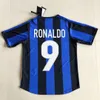 1999 2000 Retro fotbollströja hemma blå klassisk ZAMORANO RONALDO PIRLO DJORKAEFF BAGGIO Vintage fotbollströja Maglia da calcio