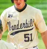 Camisas de beisebol 2019 NCAA College Baseball WS Vanderbilt Commodores Jersey Tate Kolwyck Isaiah Thomas Patrick Raby Kemp Gray Gonzalez DeMarco Young Smith