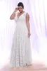 Cheap Full Lace Plus Size Wedding Dresses With Removable Long Sleeves Deep v Neck Bridal Gowns Beach Floor Length robe de mariee