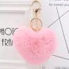 2019 Nuovo colorato a forma di cuore palla per capelli portachiavi carino simulazione capelli di coniglio chiave per auto cerchio borsa ciondolo gioielli 10 cm