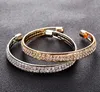 2 Row Open Charm Bangle Bracelets for Women with Crystal Rhinestone CZ Zircon Cuff Gold Silver Bracelet Wedding Party Jewelry