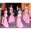 Off Shoul African Beach Blush Różowe Druhna Dresses Plus Size Mermaid Maid of Honor Dresses Długi tanie 2019 Nowa suknia ślubna