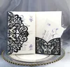 Złoto Silver Glitter Laser Cut Pocket Zaproszenie na ślub Bridal prysznic zaręczynowy Akcesoria ślubne Puste Wewnętrzne Dostosowane Karty Urodzinowe