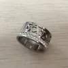 Haute qualité argent 316 titane acier 18K plaqué or blanc coeur cristal creux large 10mm amour bague de mariage hommes femmes