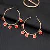 Neu angekommen Übertrieben Rot Herz Anhänger Große Hoop Quaste Ohrringe Für Frauen Vintage Dame Schmuck Aussage Kreis Ohrringe
