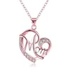 Chaud luxe maman amour lettre collier blanc cristal strass bicolore coeur pendentif chaîne à maillons pour les femmes bijoux de mode cadeau de fête des mères