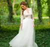 Kraj Suknie Ślubne Z Długim Rękawem 2019 Empire Waist V-Neck Backless Koronki Wróżka Letnie Plaża Sztuka Czeski Bridal Suknia Ślubna