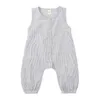 Babykläder barn pojkar bomullslinne rommar sommar solid ärmlösa andningsbara jumpsuits onesies ins bodysuits mode overalls byp792