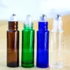 10-ml-Rollflaschen aus Glas, Aromatherapie-Rollflaschen für ätherische Öle mit gebürsteter Metallkugelkappe, 4 Farben RRA75