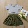 Toddler Girl Outfits Striped Girls Tops Skirts 2pcs Sets Short Sleeve Children Dresses Set Boutique Kids Clothes Summer Clothing