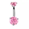 8 Colors Double Round Zicron Stainless Steel Jewelry Navel Bars Silver Belly Button Ring Navel Body Piercing Jewelry