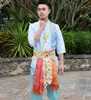 Unico Thailandia Dai costume principe Dai uomini tradizionali Outfit blu giacca corta manica + ansima + cinghia di vita dei vestiti di prestazione della fase
