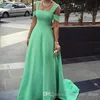 Grüne günstige einfache A-Linie Abendkleider Spaghetti-Trägern bodenlanges Ballkleid Abendkleider Abendkleider Roben de Soir￩e Vestidos