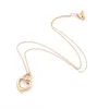 Wholesale-New Luxury fashion brand Hollow out T letter big small Peach heart women charm contracted double Peach heart necklace jewelry