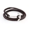 BFF2 Version coréenne de la populaire Bracelet de lignée de corde en cuir marron Bracelet Ancient Silver Fish Hook Bracelet Alliage d'ancrage B3937305