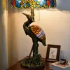 Retro table lamps creative fairy crane stained glass living room bedroom night light restaurant bar decoration lamp