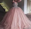 2019 Champagne Pink Quinceanera Dress Princess Tulle Arabo Dubai Sweet Long Girls Prom Party Pageant Gown Plus Size Custom Made