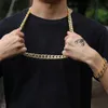 15mm 18k Guld Iced Out Miami Cuban Chain+Armband Combo Bling Hip Hop Jewelry Set Trendy Rapper Singer Fashion Accessories Whosales