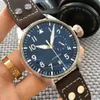 Whole Top Quality Luxury Wristwatch Big Pilot Midnight Blue Dial Automatic Men&039;s Watch 46MM Men Mens Watch Watches230u