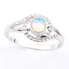 Hurtownie 6 sztuk / partia Luckyshine 925 Sterling Posrebrzane Pierścienie Ogień White Opal Gemstone Rosja Charm Lady Wedding Ring Jewelry