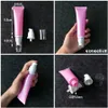 50g 50ml White Pink PE Plastic Soft Tubes Empty Squeeze Refillable Cosmetic BB Cream Emulsion Lotion Packaging Containers DHL free