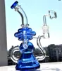 Niebieskie szklane bongs zlewki Bong Unikalny komorowy Oil Oil Dab Rigs Zlewki Podstawa Przetwarza szklaną wodę rurę z 14mmłą