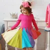 2020 Newest Baby Clothes Toddler Baby Girls Rainbow Dress Kids Cotton Long Sleeve Dresses Autumn Striped Casual Clothes 1-5T Kids Clothing