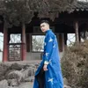 New ancient costume Chinese traditional ethnic clothing Tang suit male cheongsam stand collar men's long robe cotton linen Embroidered gown