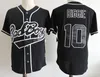 Mens Biggie Smalls 10 Bad Boy Baseball Jerseys Is The illest Black White Jersey Camisas cosidas 20th Patch S-XXXL