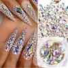 1 caixa brilhante diamante 3d arte do prego strass misturado redondo pedras de losango plana volta prego gem jóias conjunto glitter decorações ly16074197980