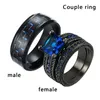 Paar Schmuck - Männer 8 mm Breite Blue Line-Streifen-Hartmetall-Ring Frauen-14K Schwarz Gold füllte natürliche Saphir-Wedding Band Ring